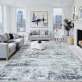 10x12 Washable Area Rug for Living Room Bedroom: Non-Slip Modern Black Grey | by Oriannal