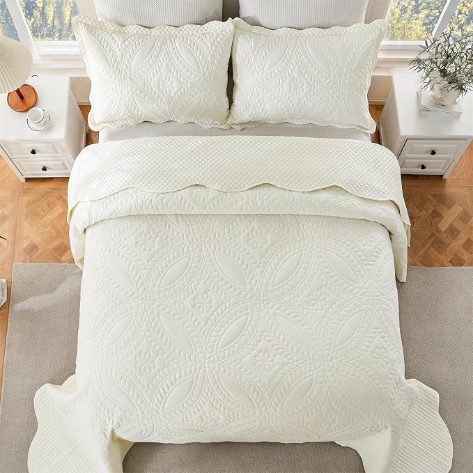 Cmfshape Oversize King Bedspread 114"x102", 3 Pieces California King Size Quilt - Image 3