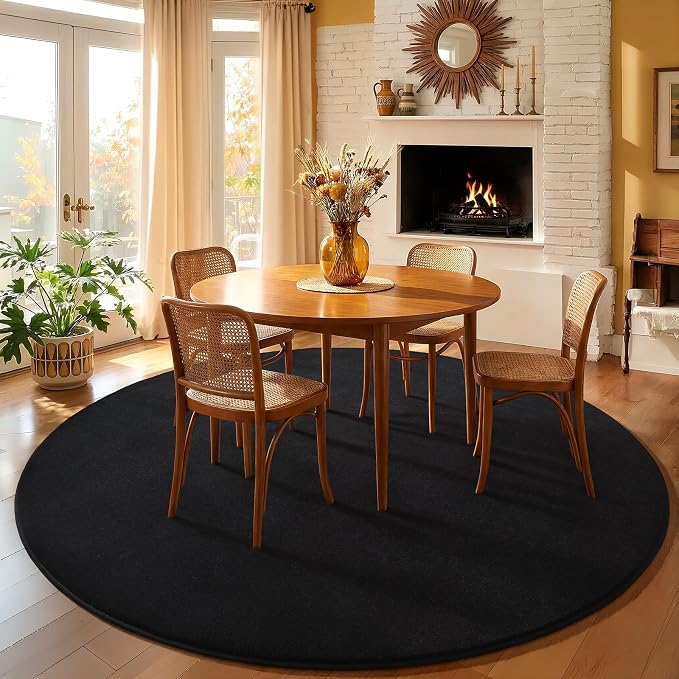 Black Round Area Rugs 6ft Circle Rugs - Image 8