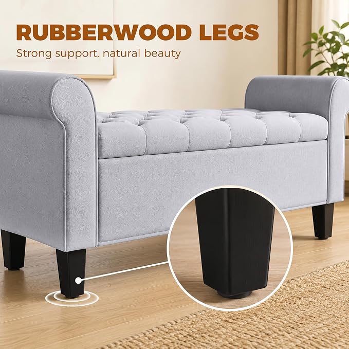 HOMCOM 47" Ottoman wih Storage End of Bed Bench - Image 8