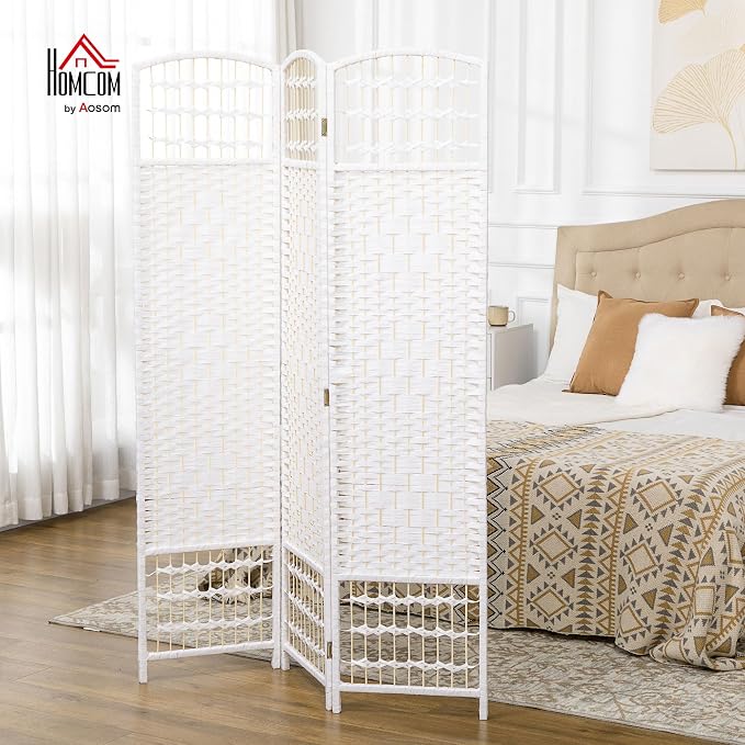 HOMCOM 3 Panel Room Divider, Folding Privacy Screen, Wave Fiber Freestanding - Image 2
