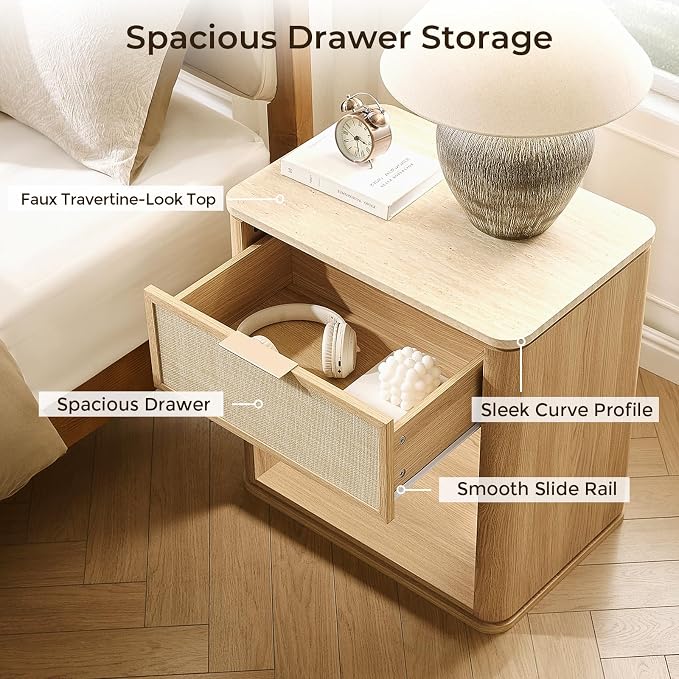 Night Stand, 23.11" W Rattan Nightstand - Image 5