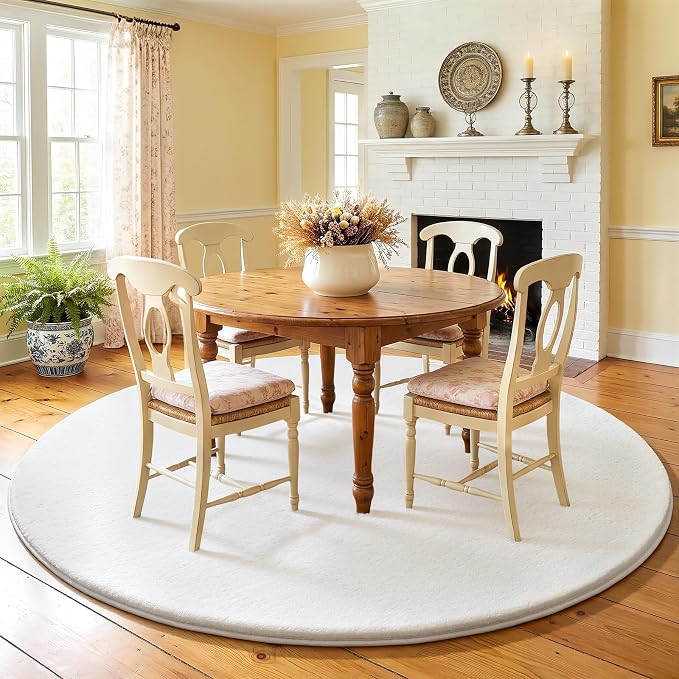 White Round Area Rugs 4ft Circle Rugs - Image 9