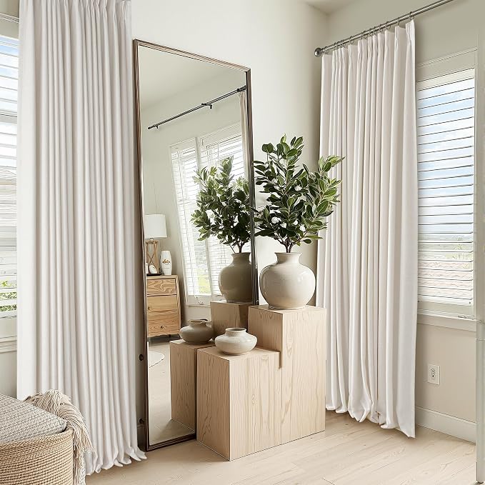 RYB HOME Linen Blackout Curtains 96 inches Long, 100% Blackout Noise Reducing by RYBHOME