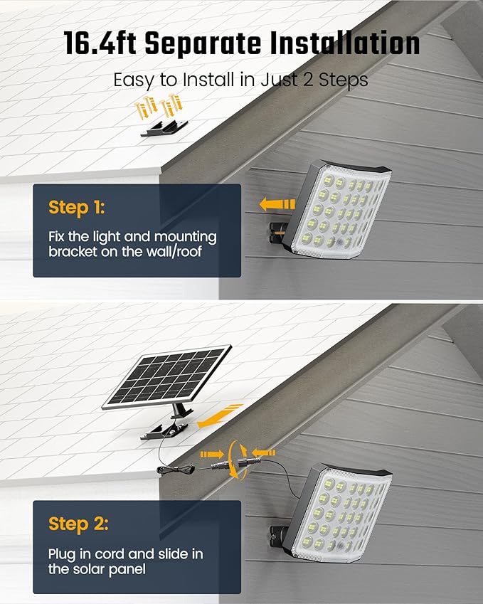 ONLYWIN Solar Lights Outdoor Bright Solar Dusk to Dawn Light with 3000mAh Battery, IP65 Waterproof Remote Control Outdoor Light, 3 Working Modes for Garage, Porch, Patio, Shed, 1-Pack