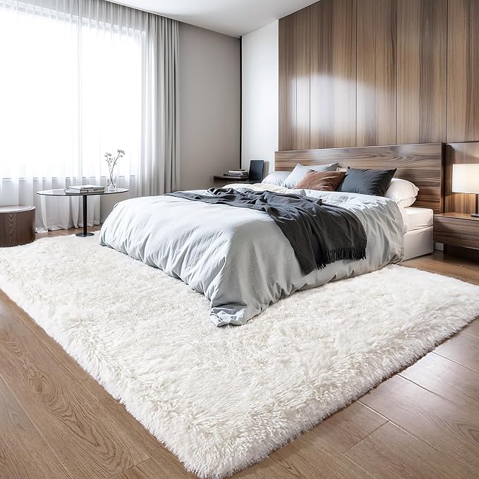 6x9 Thick Cream White Shag Rug for Bedroom, Soft Plush Fluffy Carpet | Ivory - Image 7