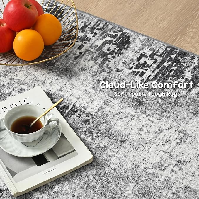 3x10 Grey Rug Runners for Hallways Kitchen Runner Rug Non Slip Washable Black - Image 5
