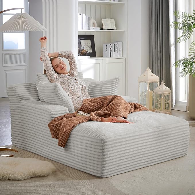 Oversized Chaise Lounge Chair Indoor, Comfy Fluffy Cloud Couch, Modern Deep - Image 6