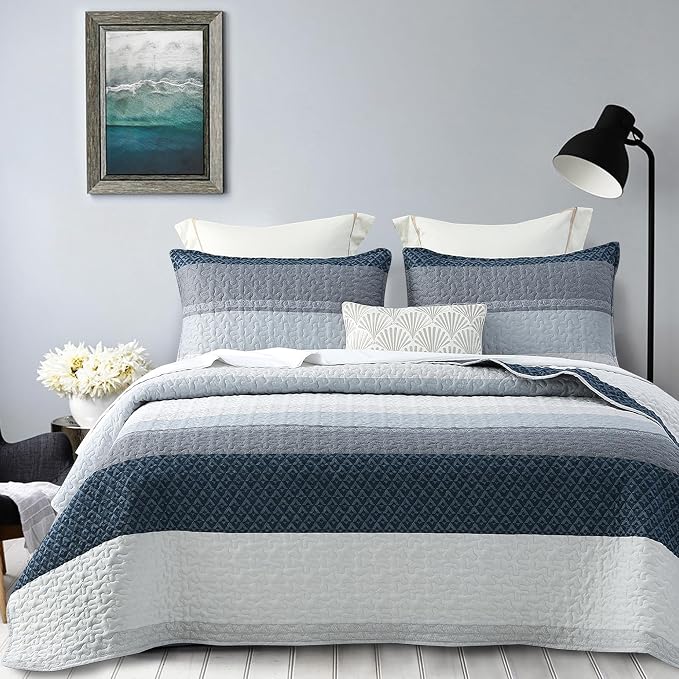DURLENGEN Quilt Set Queen Size 3Pcs, Soft Microfiber Lightweight Bedspread by DURLENGEN
