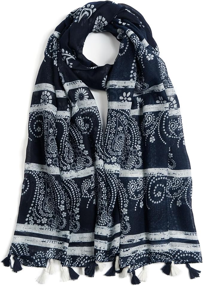 Scarf for Women Lightweight Soft Floral Leopard Printed Scarves Fall Winter Fashion Shawl Wrap with Fringe