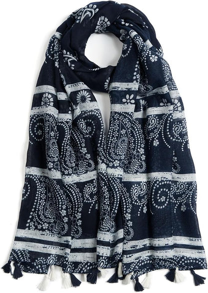 Scarf for Women Lightweight Soft Floral Leopard Printed Scarves Fall Winter Fashion Shawl Wrap with Fringe