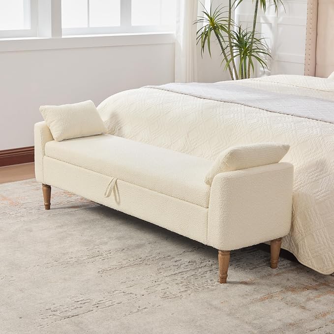 66" Modern Upholstered Storage Ottoman, Fashion Bench End Of Bed - Image 2