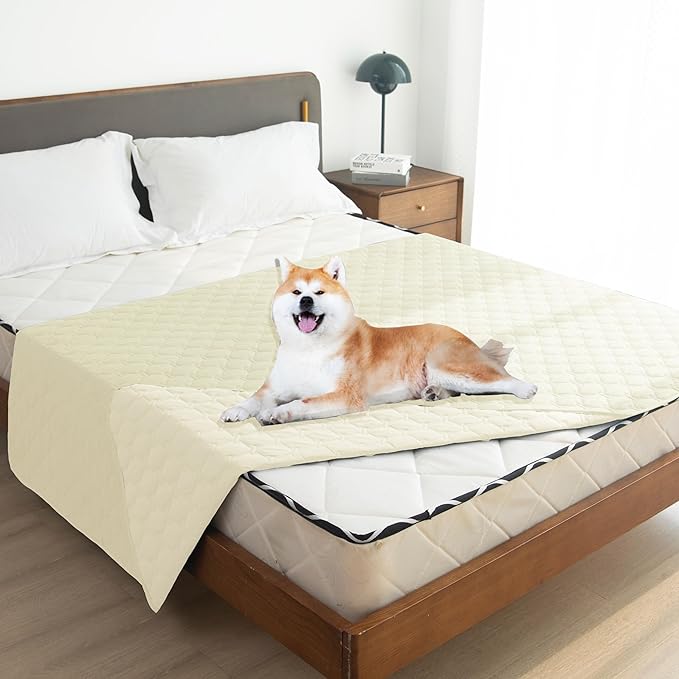 gogobunny 100% Double-Sided Waterproof Dog Bed Cover Pet Blanket Sofa Couch Furniture Protector for Puppy Large Dog Cat, Reversible (82x82 Inch (Pack of 1), Dark Cream/Light Cream)