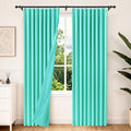 Etherealveil Turquoise Green Pinch Pleated Blackout Curtains 2P 60"x84" | Back by Etherealveil