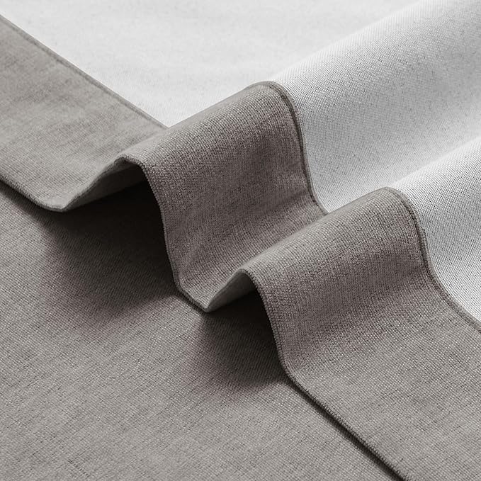 Macochico 100% Blackout Chenille Curtains 96 Inches Long for Hotel Nursery Noise Reducing Thermal Curtains for Bedroom Living Room Grommet Stone Grey Curtains with Tieback 52" Wx96 L Classic 1 Panel