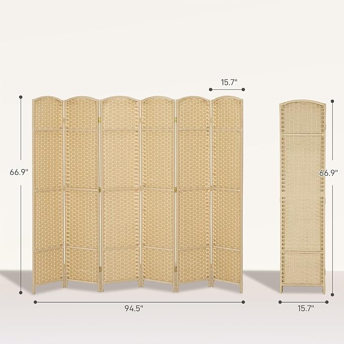 HOMCOM Room Divider 6 Panel Folding Privacy Screen 5.6' Tall Charcoal Gray | - Image 7