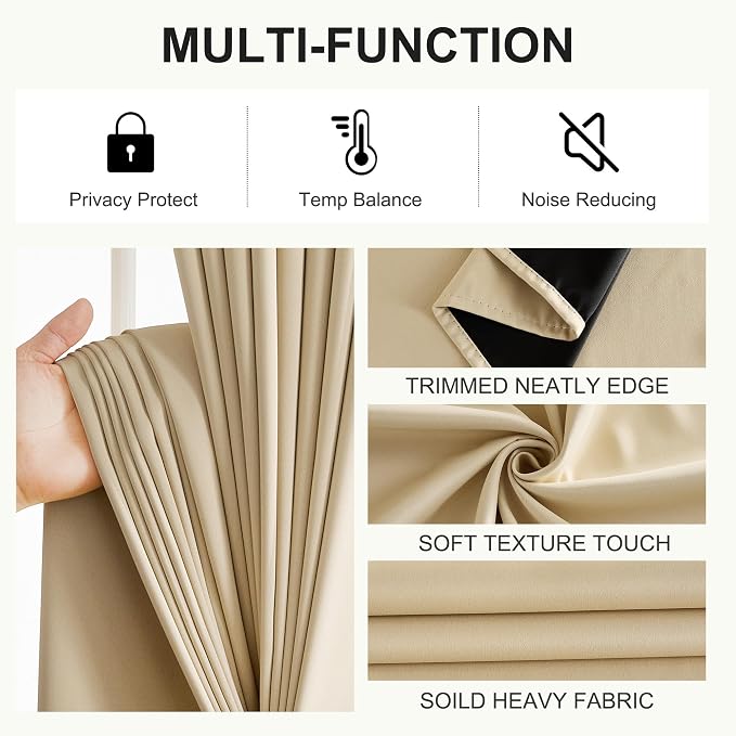 NICETOWN Farmhouse Curtains Thermal Insulated 100% Blackout Drapes Window - Image 5