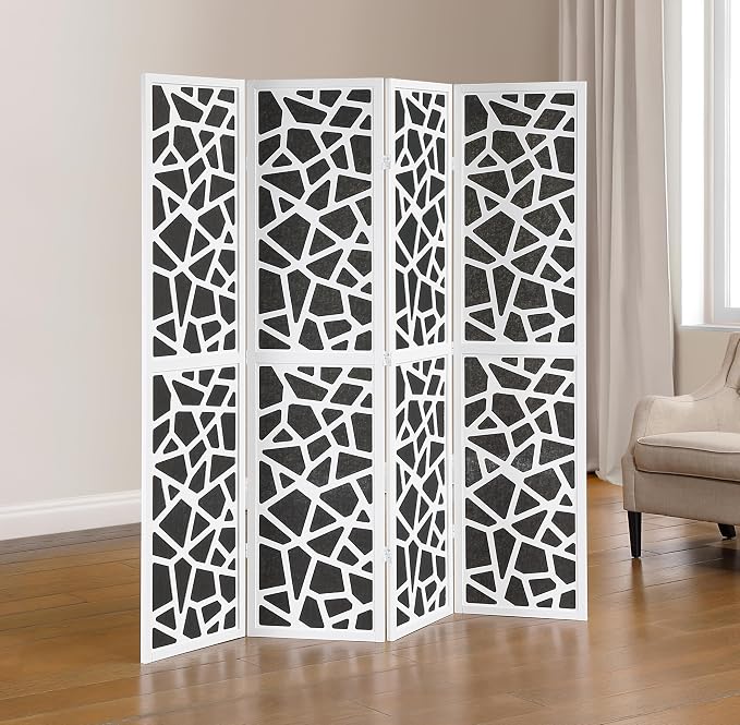 Roundhill Furniture Aurra 4-Panel Wood Room Divider, Folding Portable Partition by RoundhillFurniture