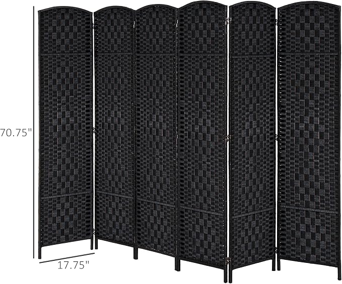 HOMCOM Room Divider 6-Panel, 6FT-Tall Folding Privacy Screen, Hand-Woven Design - Image 7