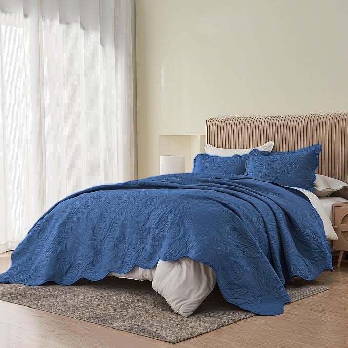 Kingnex Oversized Cal King Bedspreads 120x120 Ultrasonic Quilted Navy | - Image 6
