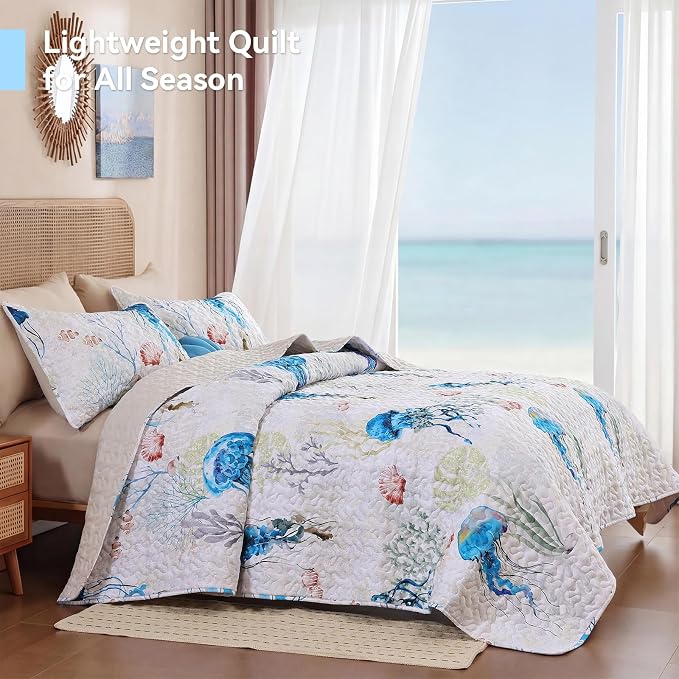 weigelia Coastal Quilt Bedding Set Queen Size - Image 2