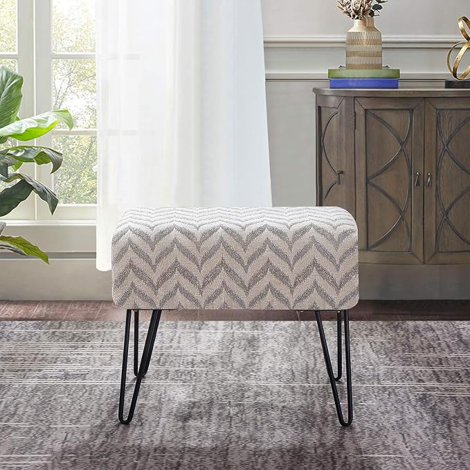 Home Soft Things Jacquard Chenille Ottoman, Arusha - Image 2