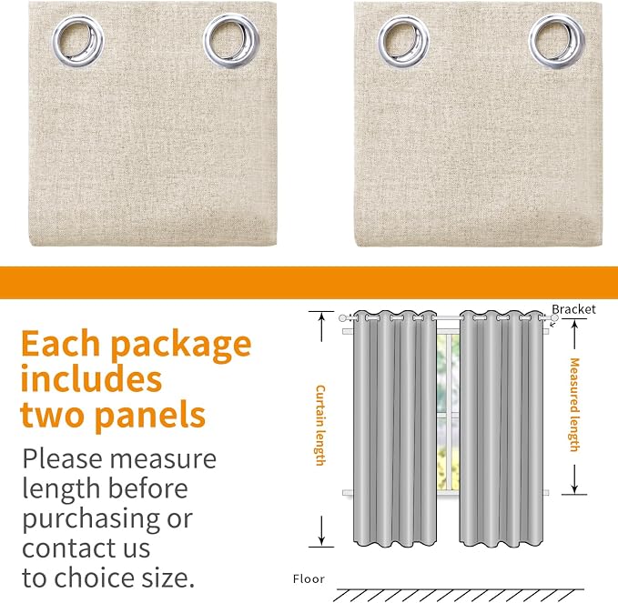 YoungsTex Natural Linen Blackout Curtains 63 Inches Long - Image 9