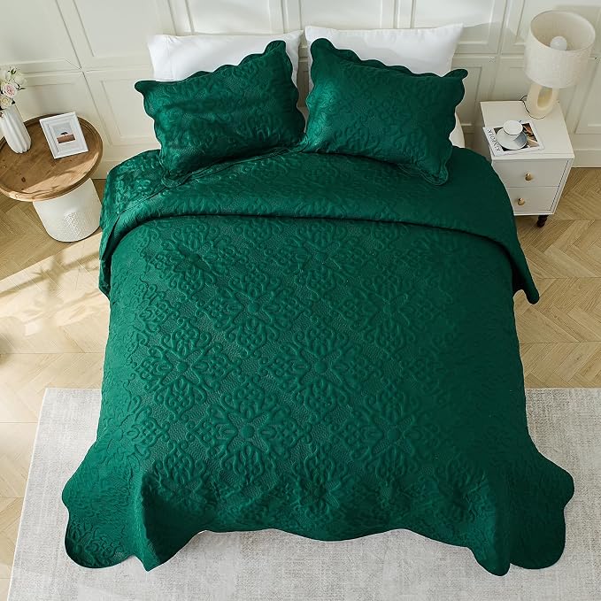 Kingnex Oversized King Bedspreads 128x120 Rain Forest Green | Lightweight - Image 3