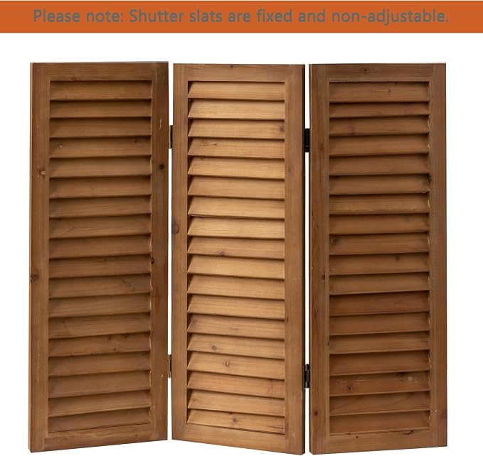 SOFE Short Privacy Screen, 2.6 Ft Shutters Folding Room Dividers 3 Panel | Wood - Image 3