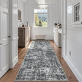 Aelenmu Runner Rugs for Hallways Kitchen 2.6x8 Non Slip Washable Black Grey | by Aelenmu