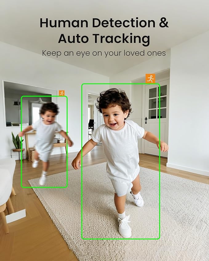 Anlapus 2 x A51D 4MP Dual Lens(2MP+2MP) Indoor Security Camera, Motion Detect, Auto Track, Plug-in, 360° WiFi Pan/Tilt Camera, 2.4GHz WiFi, Two-Way Talk, Light & Siren Alert, Memory Card Not Include