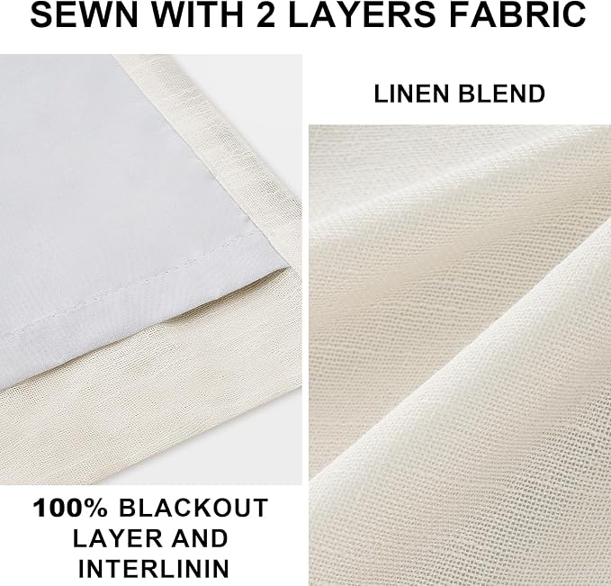 Extra Long 100% Blackout Linen Curtains 108 Inches Long - Image 8