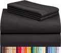 LuxClub 6 PC Queen Sheet Set, Breathable Luxury Bed Sheets, Deep Pockets 18" Wrinkle Free Cooling Sheets Machine Washable Hotel Bedding Silky Soft - Black Queen