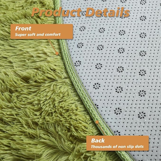 Grass Green Round Shag Area Rug - Image 2
