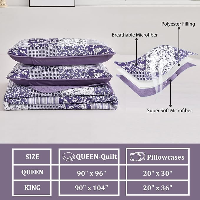 Mybedsoul Boho Quilt King Size, Patchwork Reversible Bedding Set, 3 Pieces - Image 5