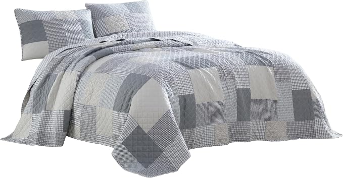 Chezmoi Collection Anderson 3-Piece Printed Patchwork Quilt Set, Lightweight - Image 7