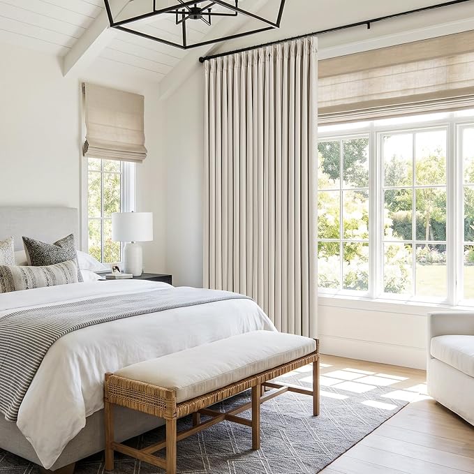 60 Inch Wide Pinch Pleated 100% Blackout Curtains 108 Inches Long, Natural | - Image 5