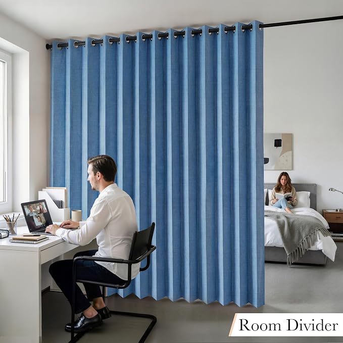 RYB HOME Accordion Style Room Divider Curtains 100% Blackout | Curtain - Image 9