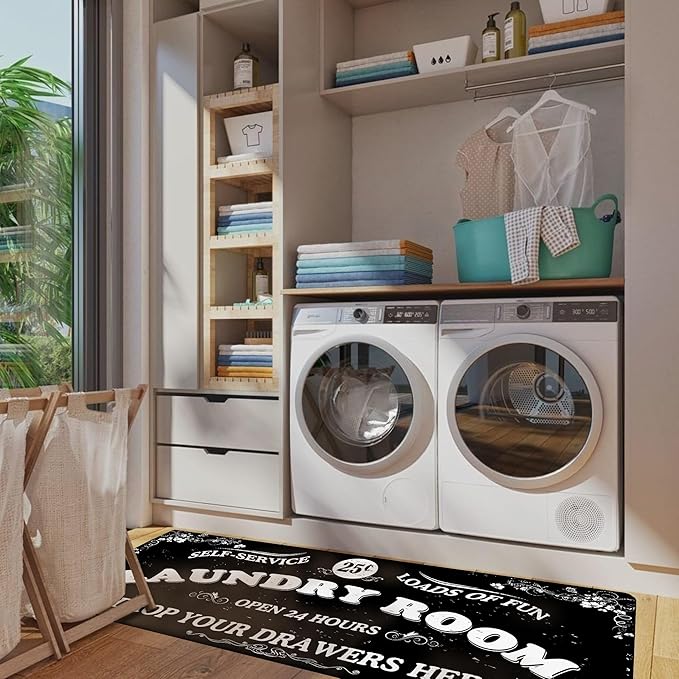 Zoke Laundry Room Rug Runner Stylish Non-Slip Laundry Room Mat 24"x72", Versatile, Waterproof Runner for Laundry, Kitchen, and Bathroom, Mudroom Decor and Farmhouse Charm