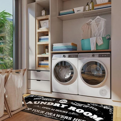 Zoke Laundry Room Rug Runner Stylish Non-Slip Laundry Room Mat 24"x72", Versatile, Waterproof Runner for Laundry, Kitchen, and Bathroom, Mudroom Decor and Farmhouse Charm