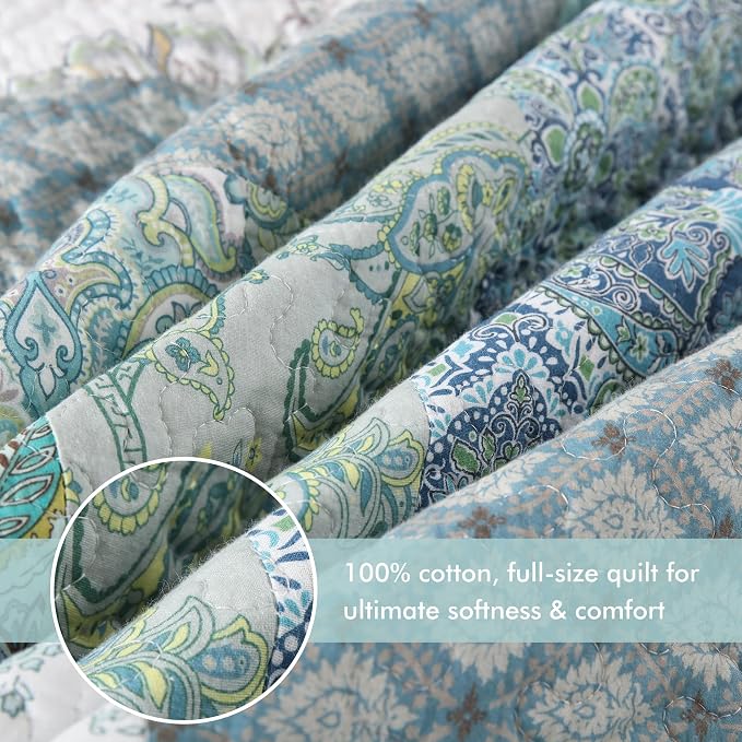 Etwel 100% Cotton Patchwork King Size Quilt Set - Image 4