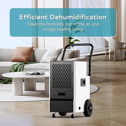 EUHOMY 160 Pints Commercial Dehumidifier for Basement,Large Dehumidifier for Basement With Drain Hose,Timer and 4 Wheels,Industrial Dehumidifiers for Flood Repair,Drying Basement,Warehouse and Factory