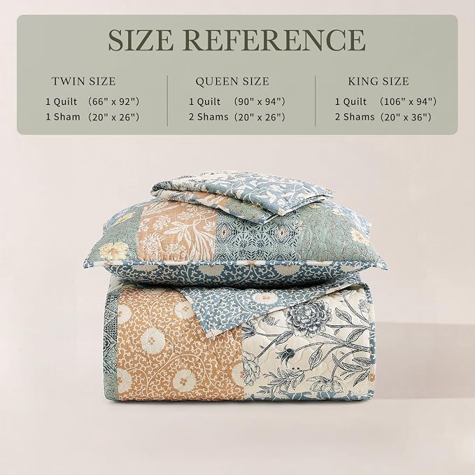 Twin Quilt Set-2 Pieces Soft Twin Bedspread Floral Patchwork Quilt | - Image 9