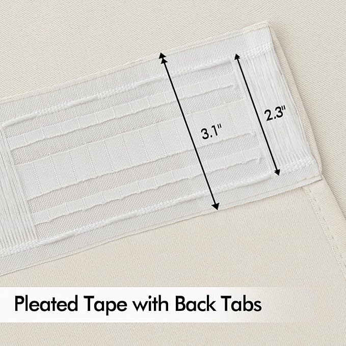 MIULEE Ivory Back Tab Blackout Curtains 52x120 Inch Long 2 Panels Set | Rod - Image 4