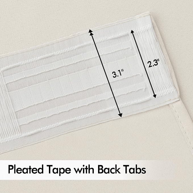 MIULEE Ivory Back Tab Blackout Curtains 52x84 Inch Length 2 Panels Set | Rod - Image 4