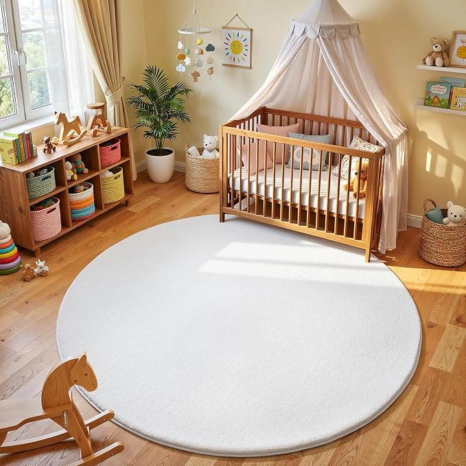 White Round Area Rugs 4ft Circle Rugs - Image 2