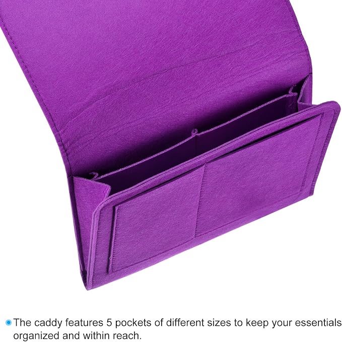 PATIKIL 11in Bedside Caddy, Bed Caddy Bedside Organizer Hanging 5 Pocket Soft - Image 3