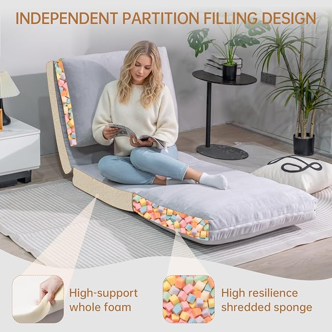 Cvortll 4-in-1 Folding Sofa Bed, Memory Foam Bean Bag Chair, Large Convertible - Image 8