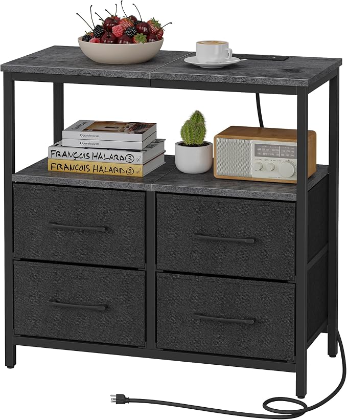 TUTOTAK Large Night Stand with Charging Station | Bedside Table with USB and by ChoosetutotakFurnitureBuildYourCozyHome