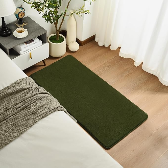 Modern Washable Runner Rugs, 2x4 Olive Green Bedroom Runner Rug | Small Area - Image 6